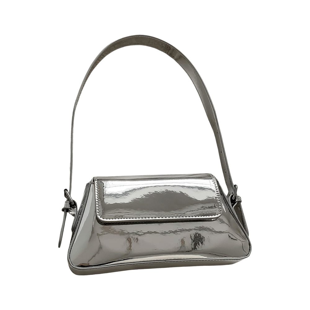 Metallic Flap Shoulder Bags Adjustable Strap Y2K Tote Handbags :]